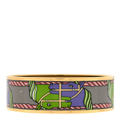 Hermes Enamel Printed Horse Motif Wide Bracelet 65 1 of 5