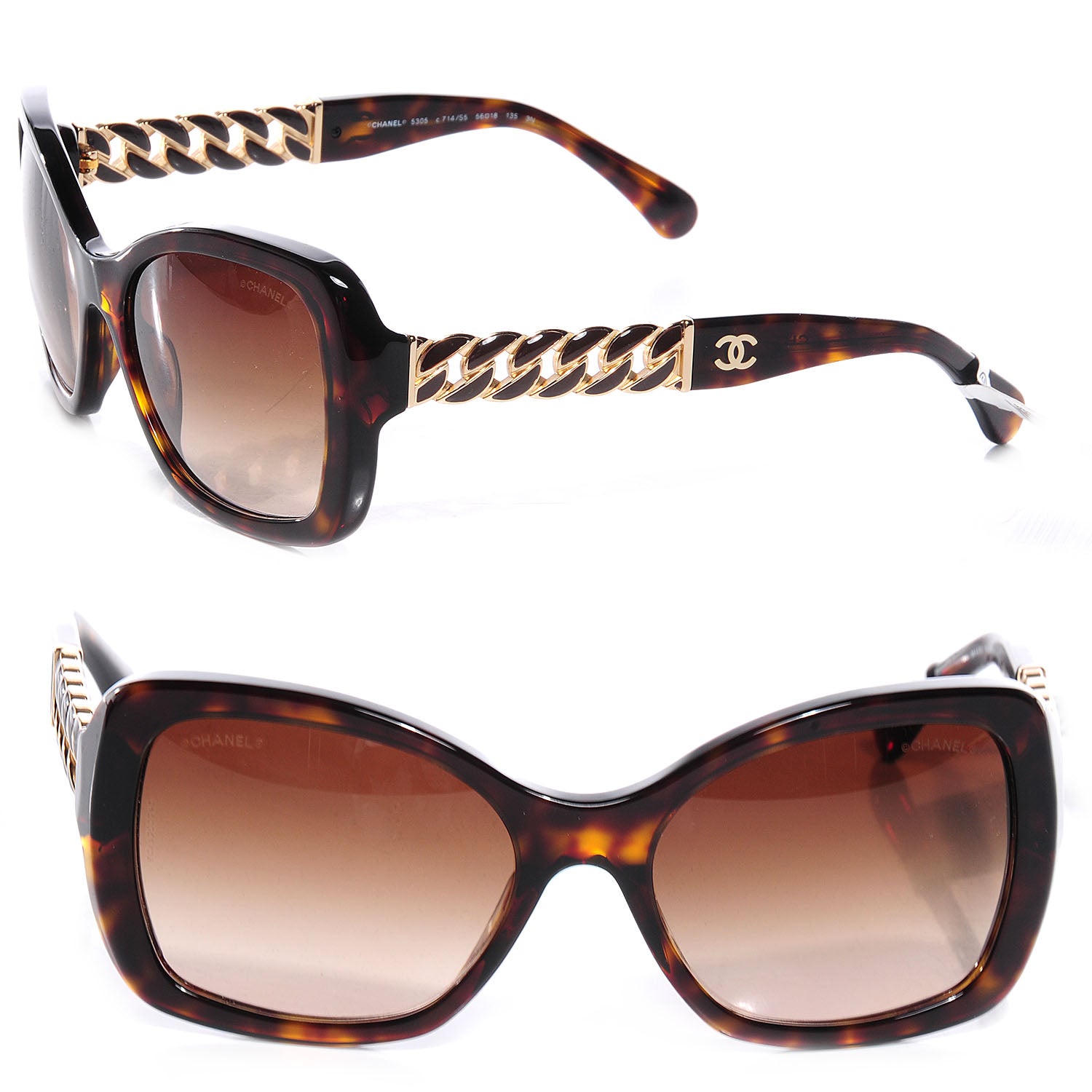 Chanel Acetate Metal Chain Square Sunglasses 5305 Brown 1 of 7