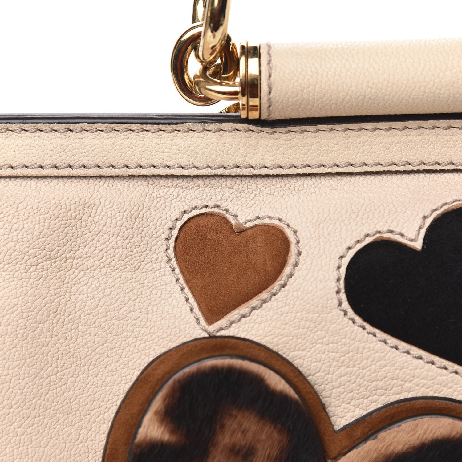 Dolce & Gabbana Goatskin Large Miss Sicily Leopard Heart Satchel Ivory 16 of 16