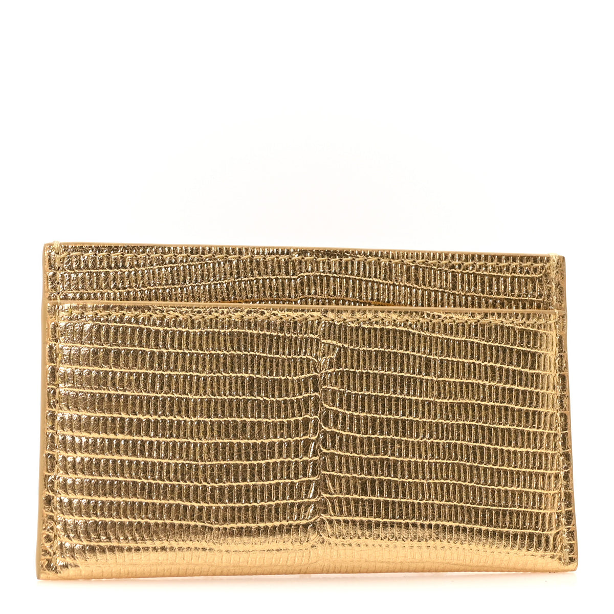 Chanel Metallic Calfskin Lizard Embossed Card Holder Gold 3 of 11
