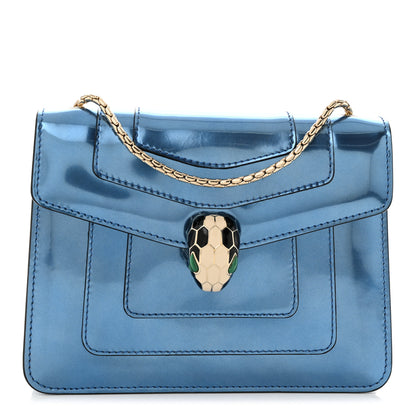 Bulgari Metallic Calfskin Small Serpenti Forever Snake Strap Crossbody Bag Blue 1 of 15