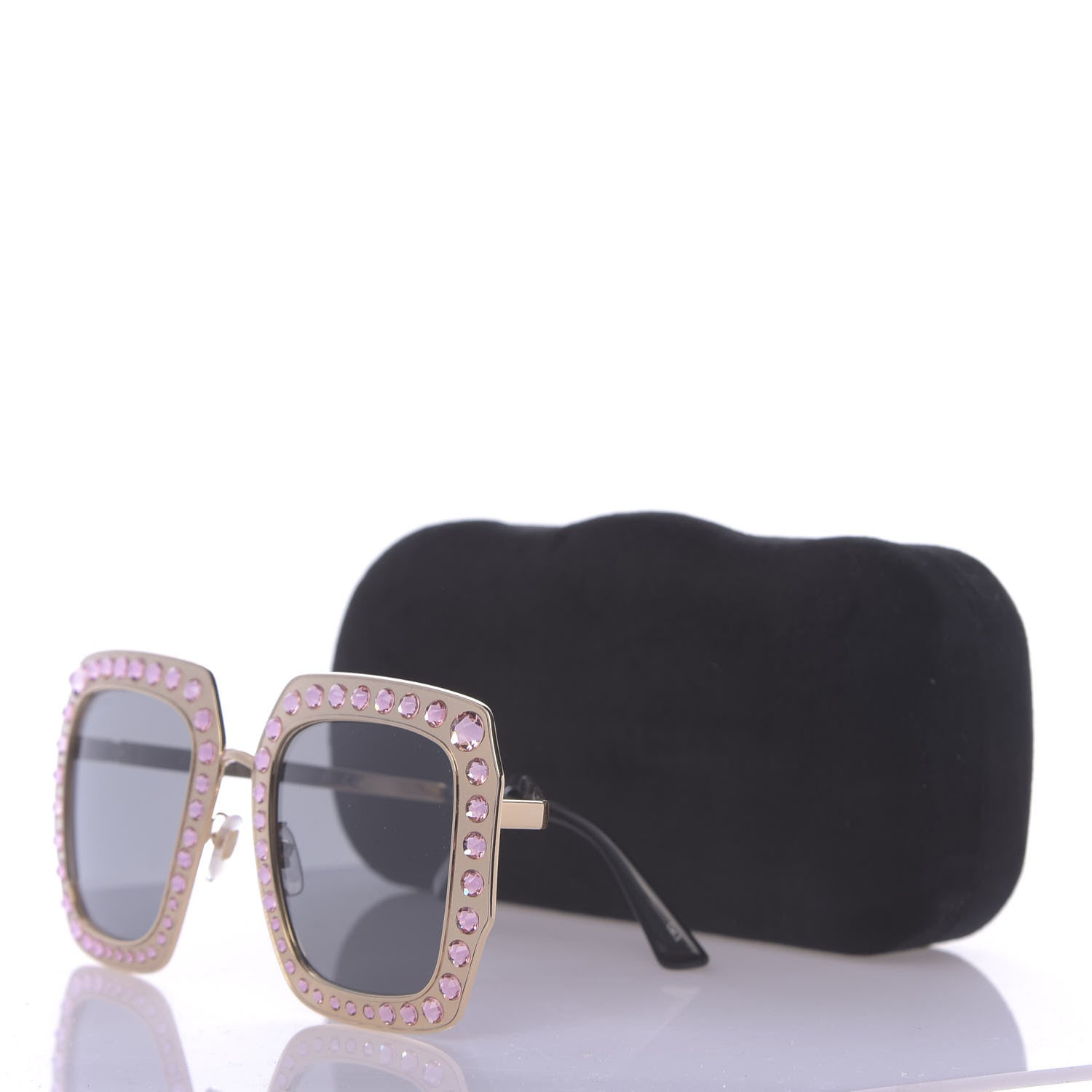 Gucci Metal Acetate Crystal Oversize GG0115S Sunglasses Gold 7 of 7