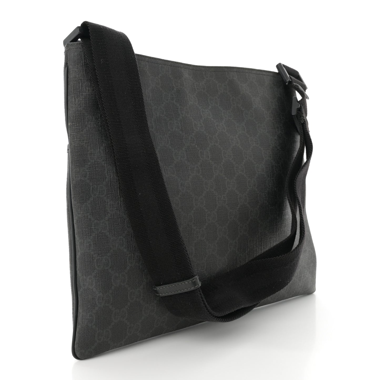 GG Plus Monogram Medium Flat Messenger Bag Black