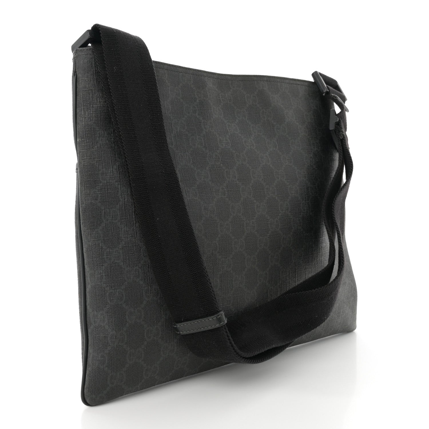 Gucci GG Plus Monogram Medium Flat Messenger Bag Black 3 of 12