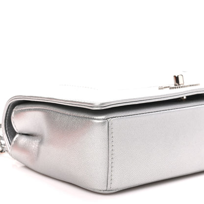 Chanel Metallic Sheepskin Chevron Quilted Small Vintage Mademoiselle Flap Silver 9 of 11