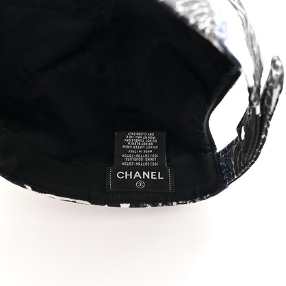Chanel Cotton Coco Print Cap Hat Navy Black White 8 of 9