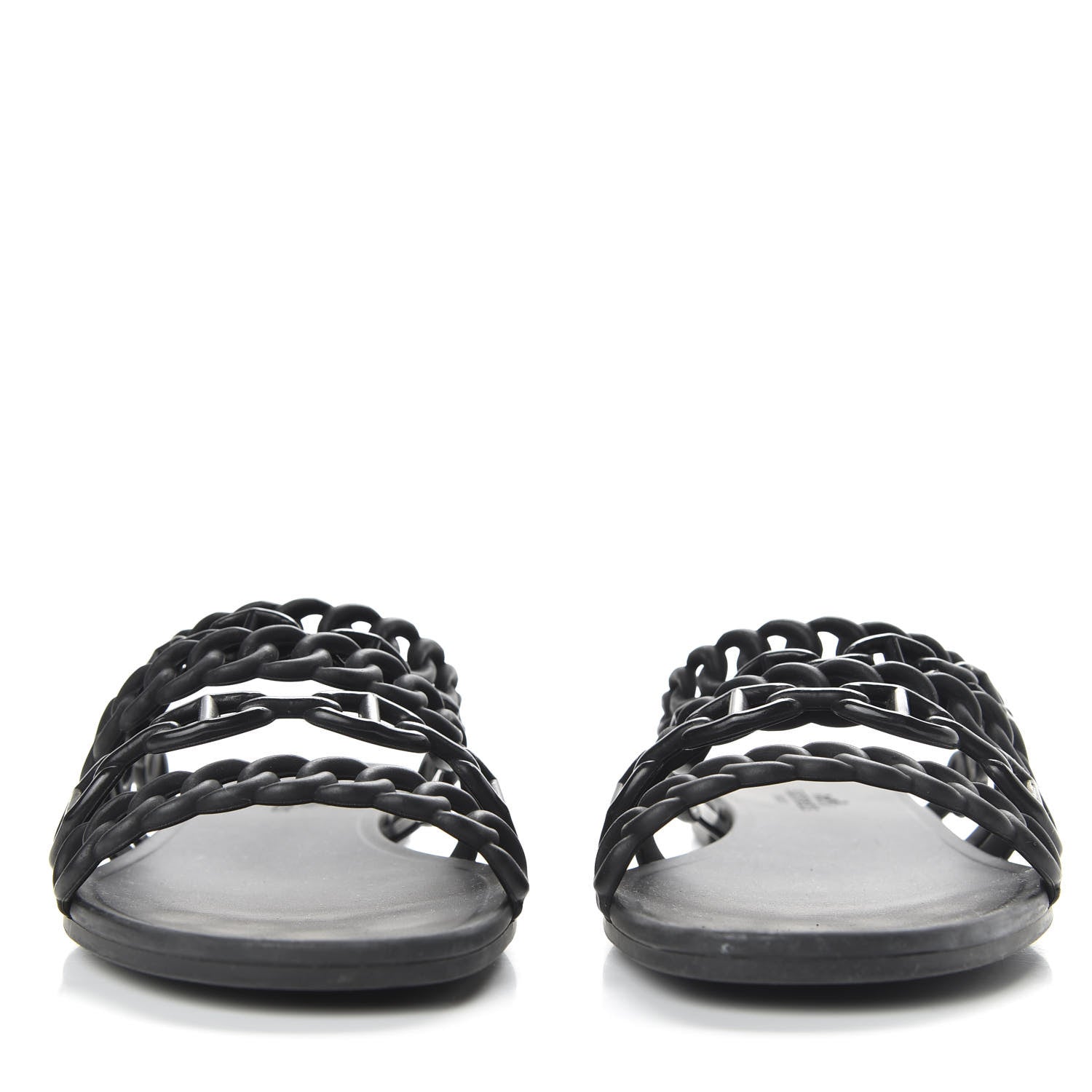 Hermes Rubber Chaine d'Ancre Nude Sandals 36 Black 2 of 8