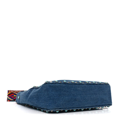 Valentino Garavani Denim Small Guitar Strap Rockstud Rolling Flip-Lock Messenger Bag Blue 4 of 10