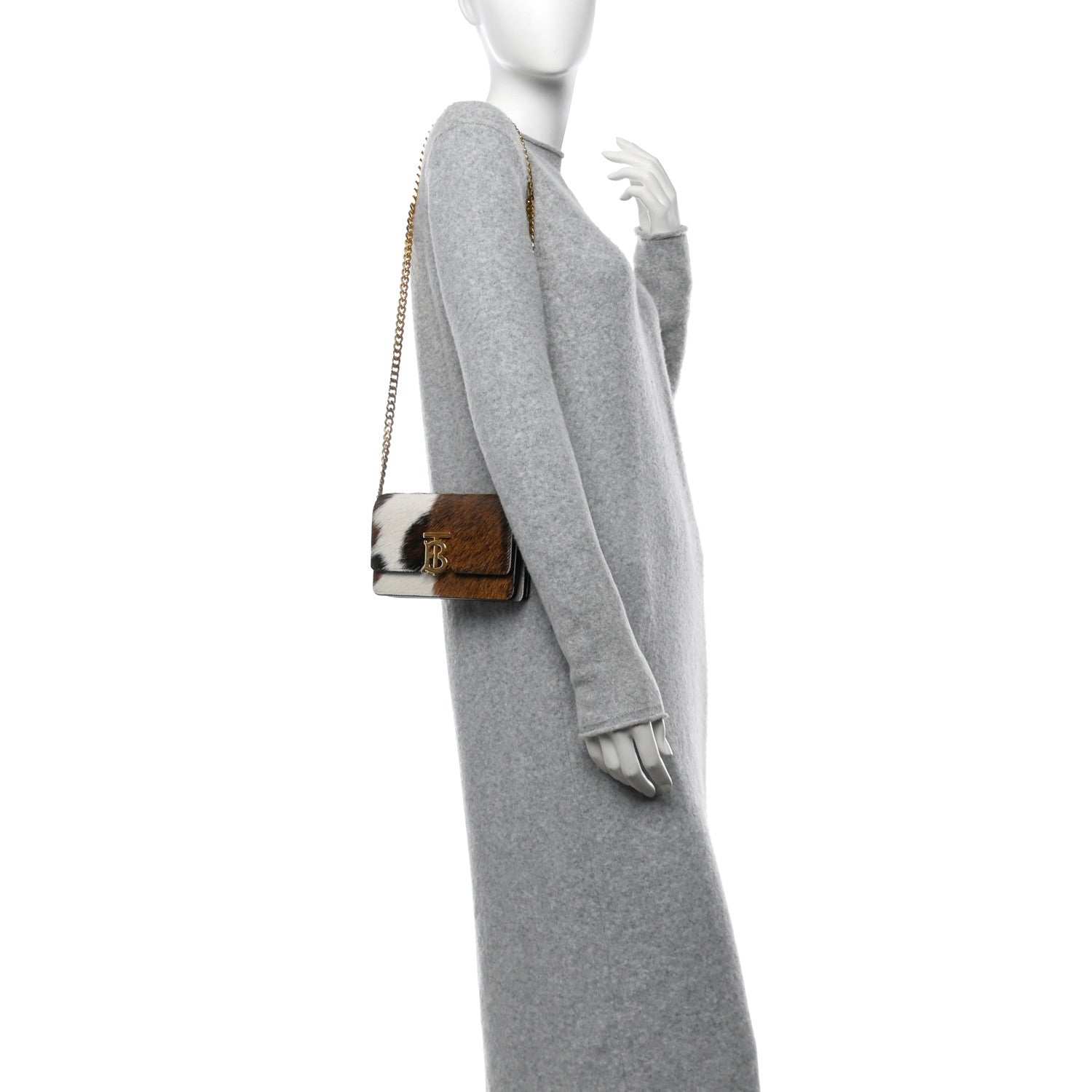 Burberry Calf Hair Large Jessie Chain TB Bag Brown 2 of 11