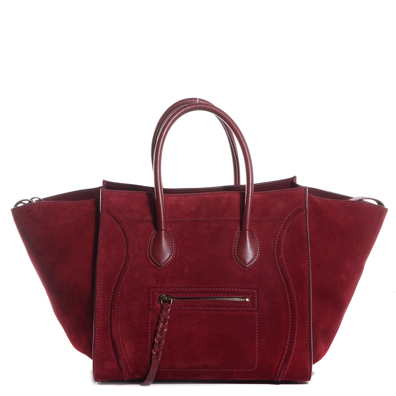 Celine Suede Medium Phantom Luggage Burgundy 1 of 8