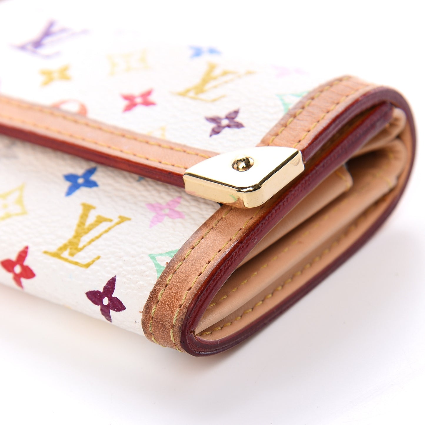 Monogram Multicolor Porte-Monnaie Plat Coin Purse White