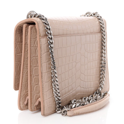 Saint Laurent Calfskin Crocodile Embossed Medium Monogram Sunset Marble Pink 3 of 11