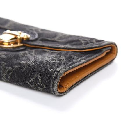 Louis Vuitton Denim Amelia Wallet Black 8 of 16