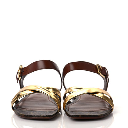 Louis Vuitton Monogram Metallic Flat Sandals 40 Gold 2 of 7