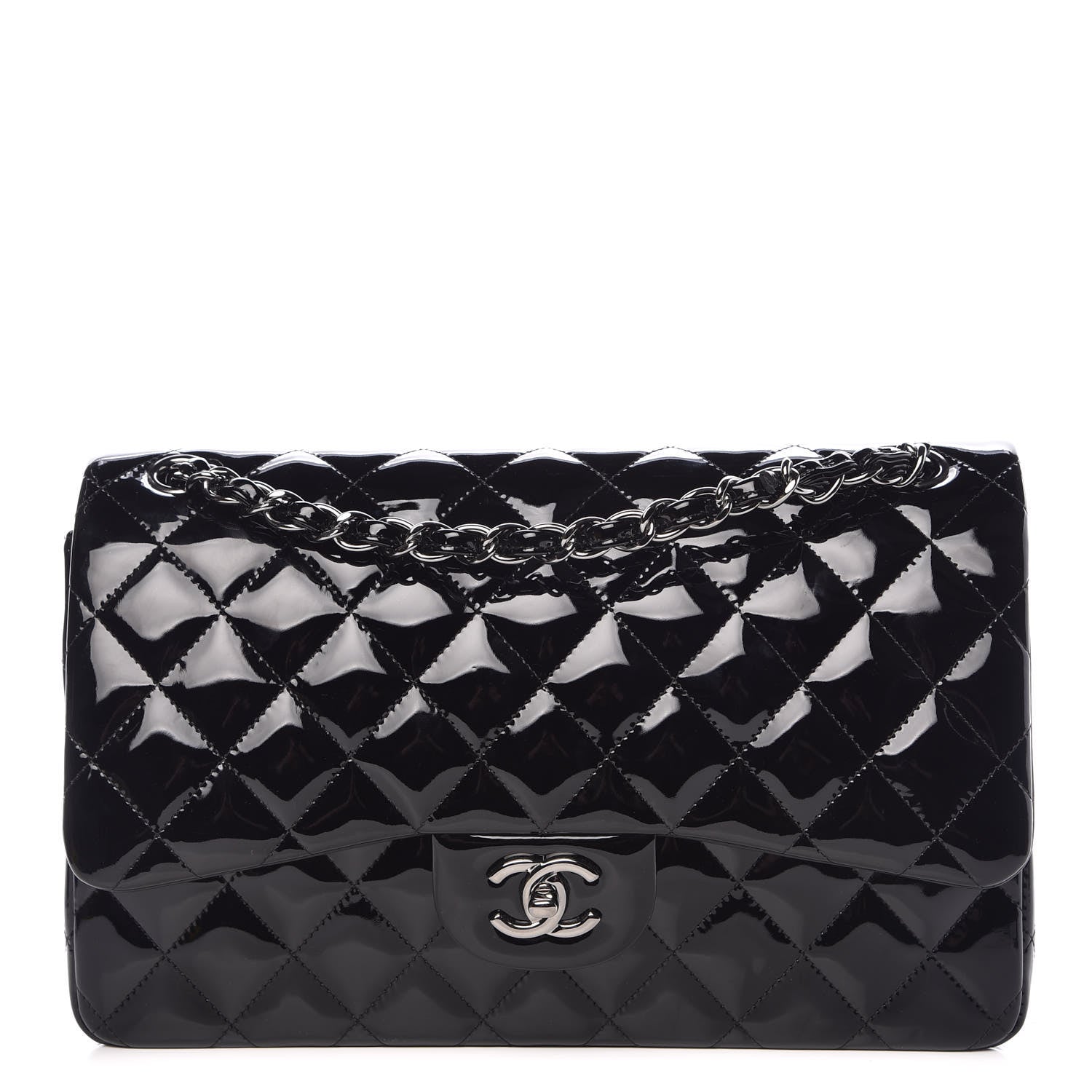Chanel Patent Quilted Jumbo Double Flap Black 1 of 8