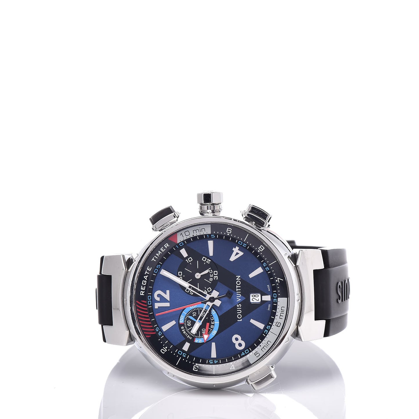 Stainless Steel Rubber 44mm Tambour Regatta Quartz Watch Blue