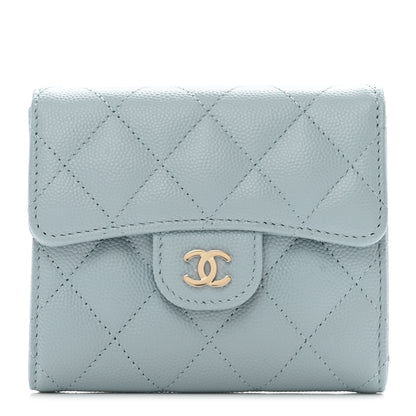 Chanel Caviar Quilted Compact Flap Wallet Light Blue 1 of 9