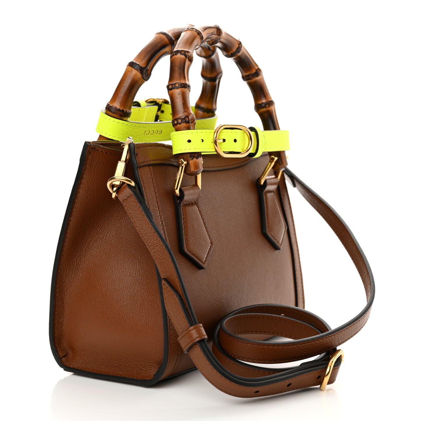 Wonka Grain Calfskin Mini Diana Tote Bag Cuir Yellow Fluo