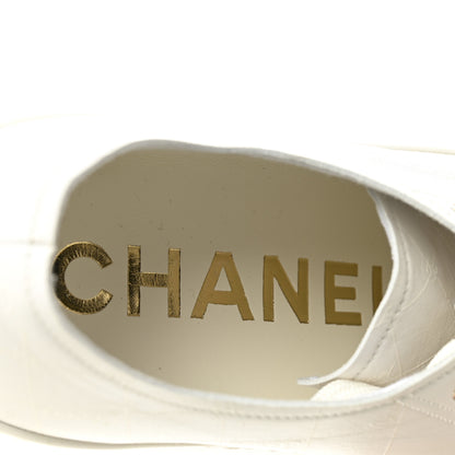 Chanel Lambskin Printed Logo Sneakers 38 White 8 of 10
