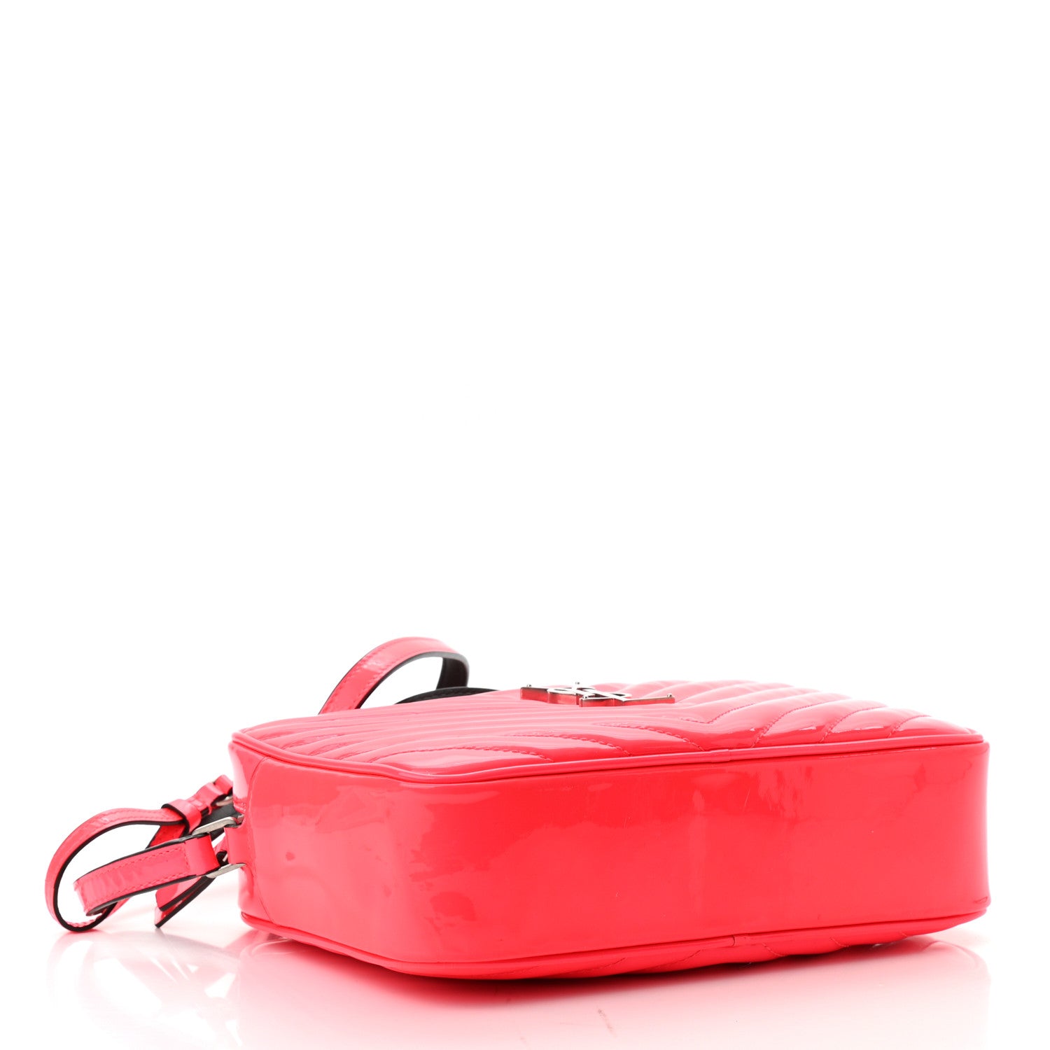 Saint Laurent Patent Calfskin Matelasse Monogram Lou Camera Bag Neon Pink 4 of 12