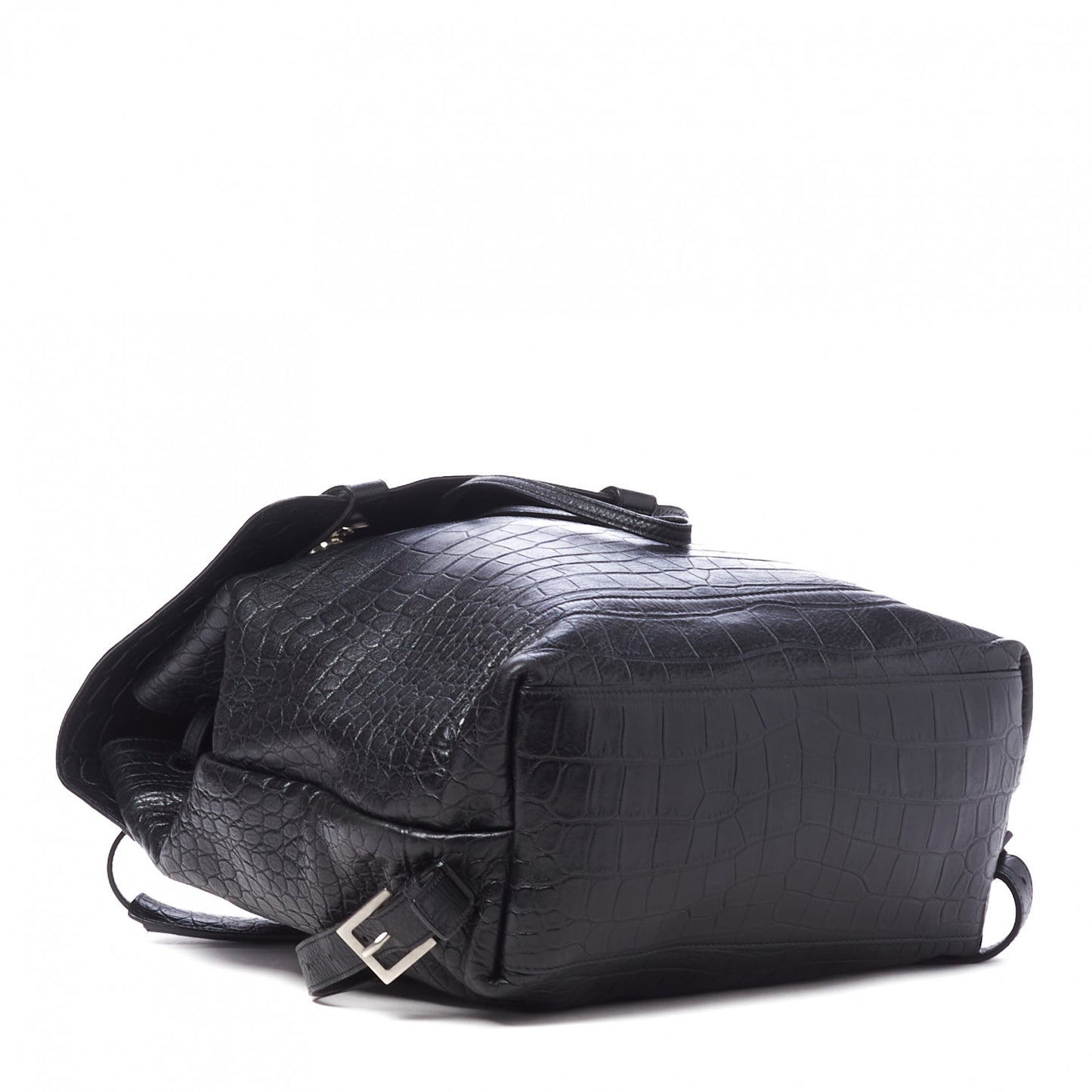Calfskin Crocodile Embossed Sac De Jour Backpack Black