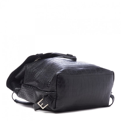 Saint Laurent Calfskin Crocodile Embossed Sac De Jour Backpack Black 4 of 10