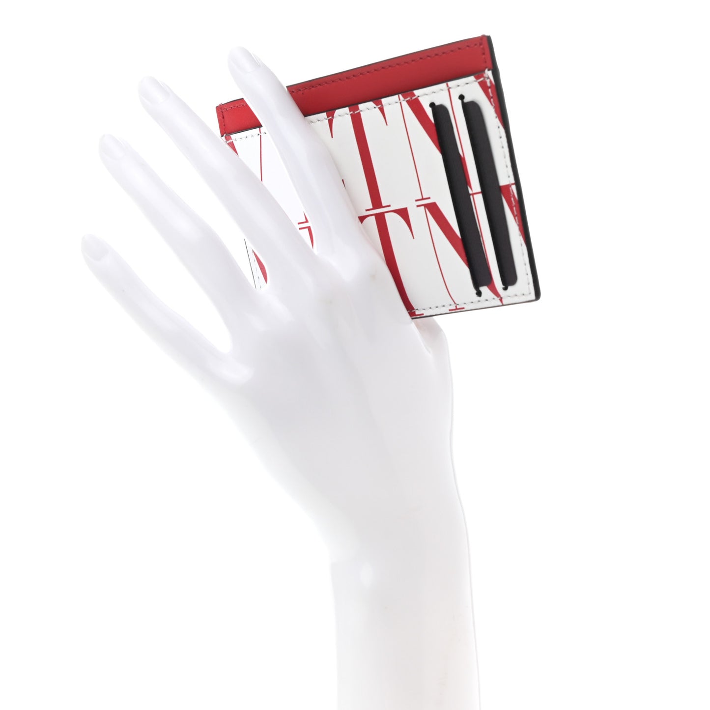 Calfskin VLTN Times Card Holder Red White