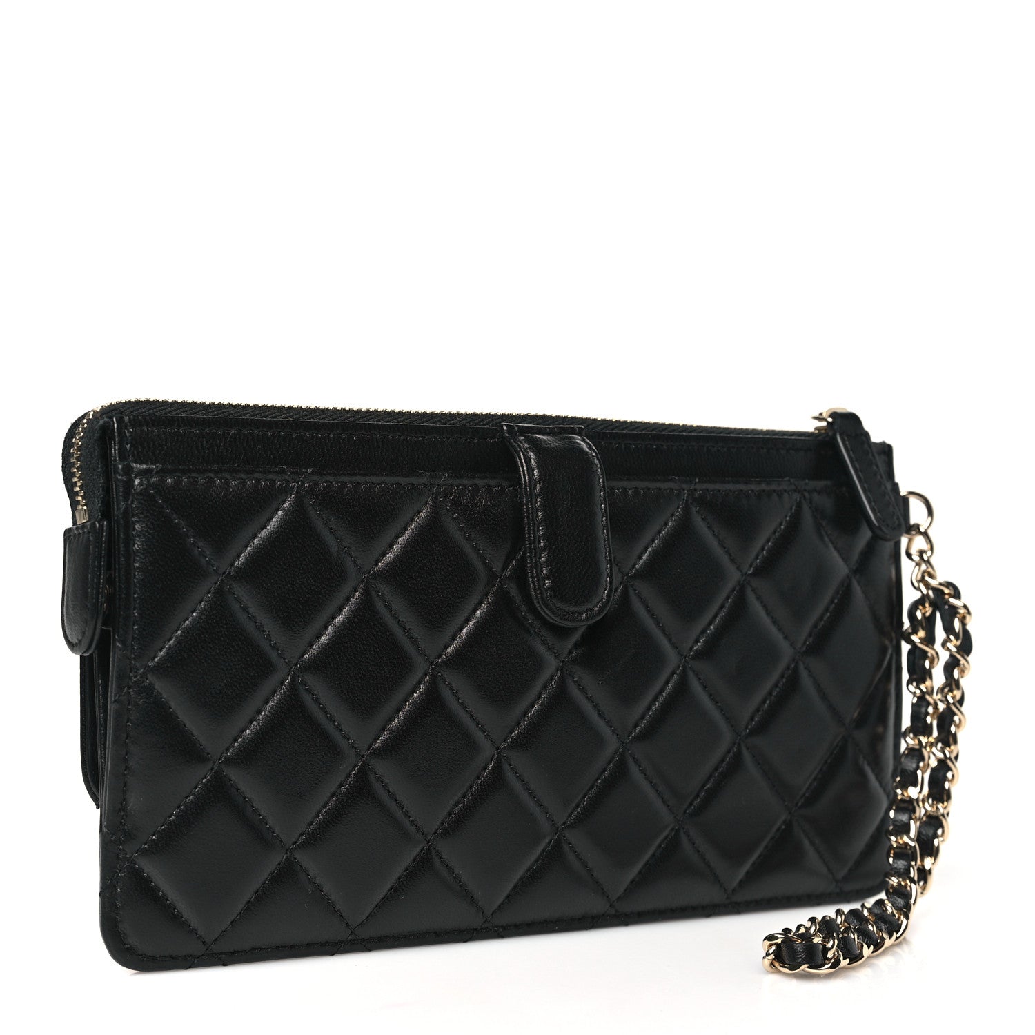 Chanel Lambskin Quilted All About Chanel Charm Wristlet Wallet Black 3 of 9