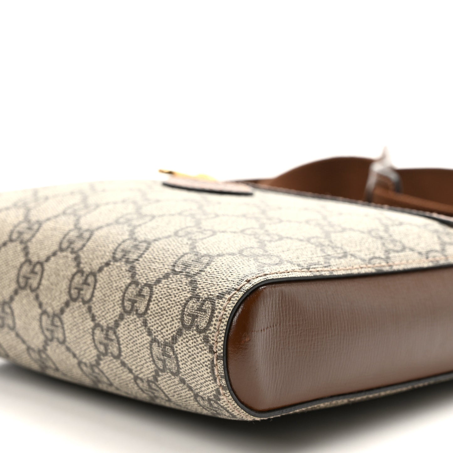 GG Supreme Monogram Azalea Calfskin Retro Interlocking G Flat Messenger Bag Beige Ebony Brown Sugar