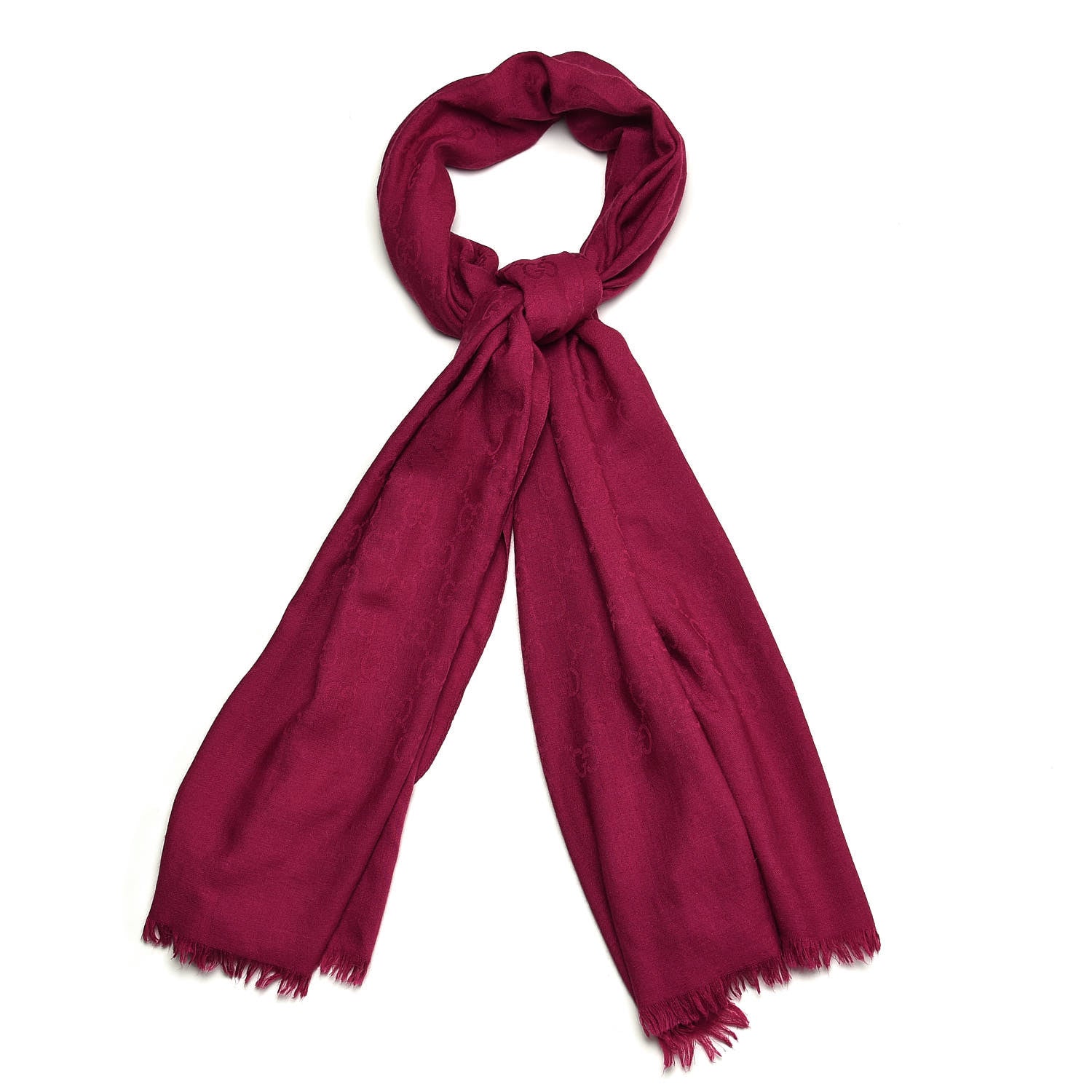 Gucci Wool Silk GG Monogram GGNat Scarf Fuchsia 1 of 4