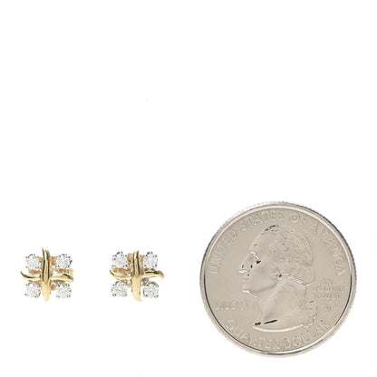 Tiffany Platinum 18K Yellow Gold Diamond Schlumberger Lynn Earrings 1 of 5