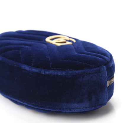 Gucci Velvet Matelasse GG Marmont Belt Bag 85 34 Cobalt Blue 7 of 11