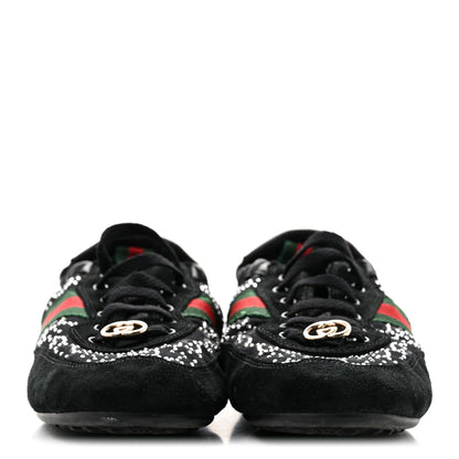 Gucci GG Suede Monogram Crystal Web Womens Sneakers 36 Black 3 of 8