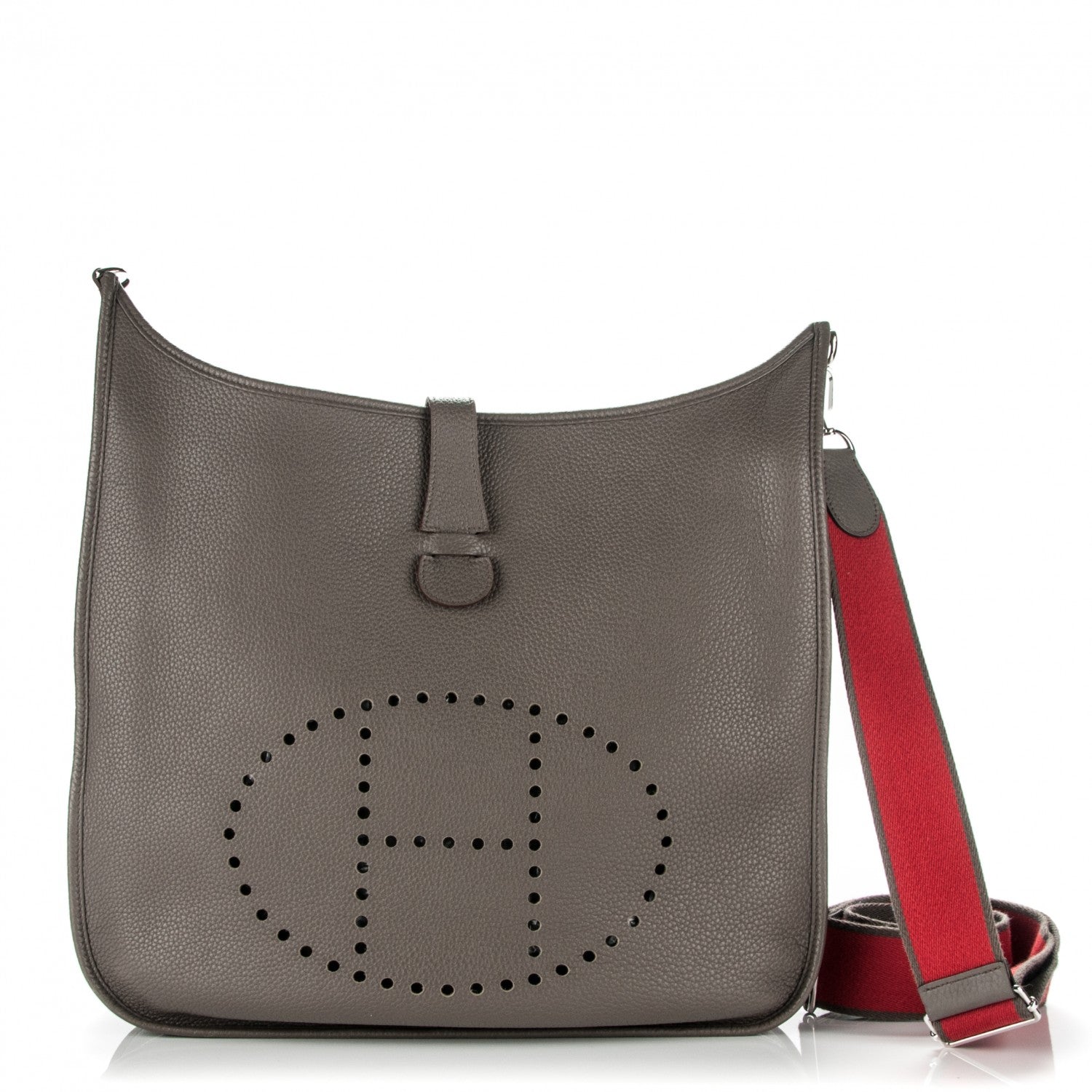 Hermes Taurillon Clemence Amazone Evelyne III TGM Etain Rouge Casaque 1 of 8