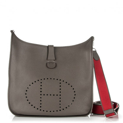 Hermes Taurillon Clemence Amazone Evelyne III TGM Etain Rouge Casaque 1 of 8