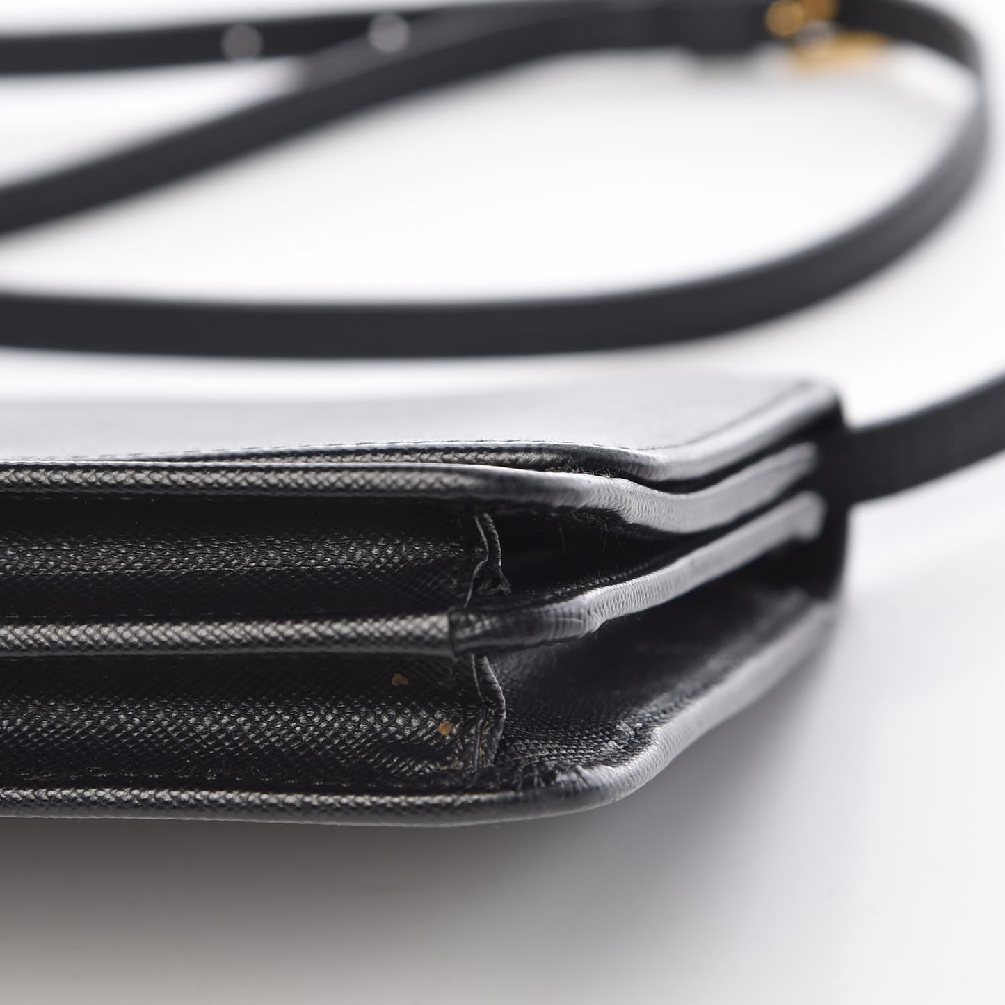 Saffiano Metal Flap Wallet With Strap Black