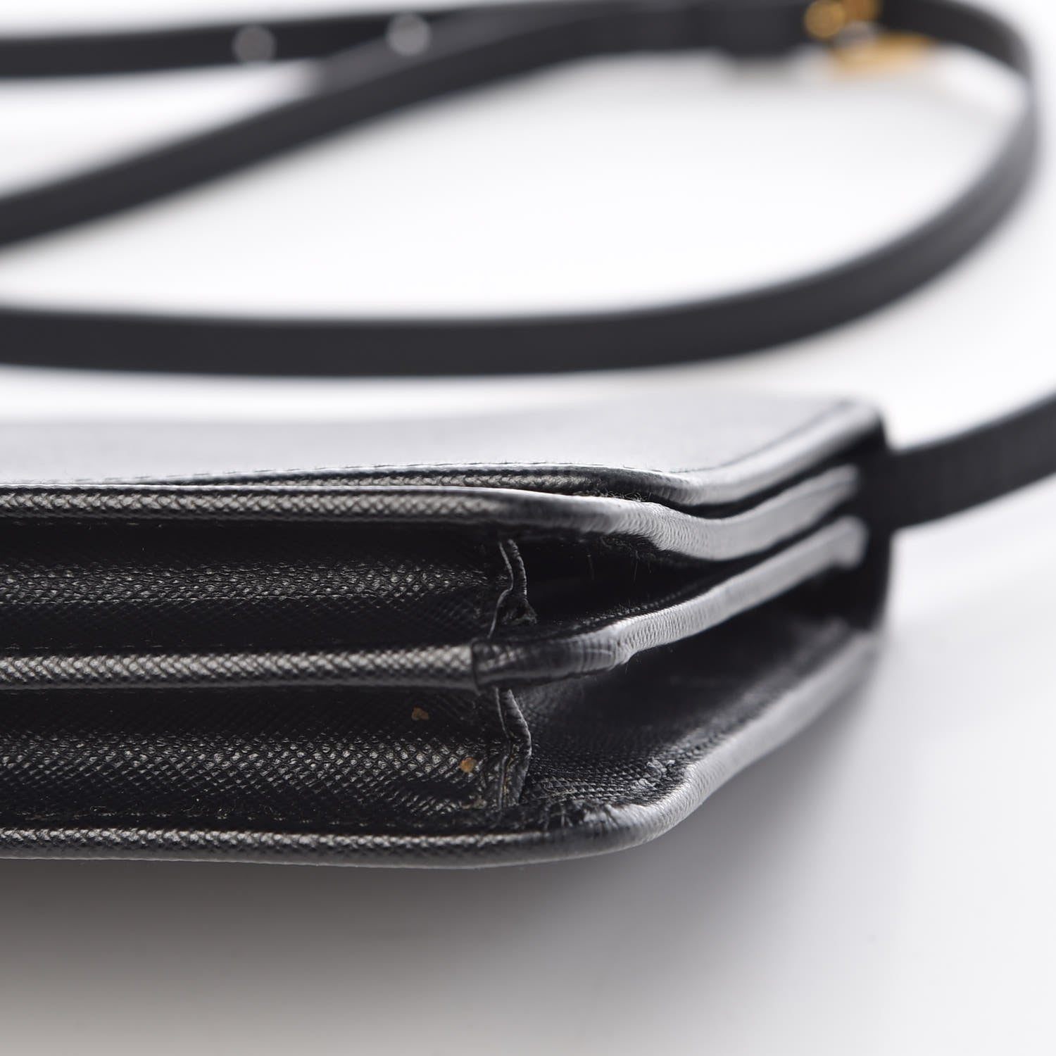 Prada Saffiano Metal Flap Wallet With Strap Black 13 of 14