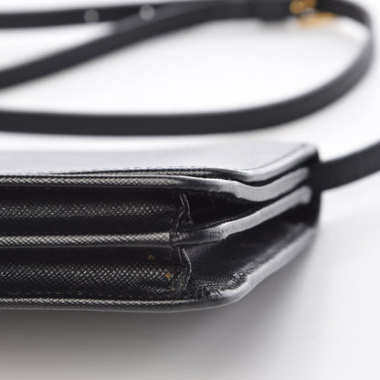 Prada Saffiano Metal Flap Wallet With Strap Black 13 of 14
