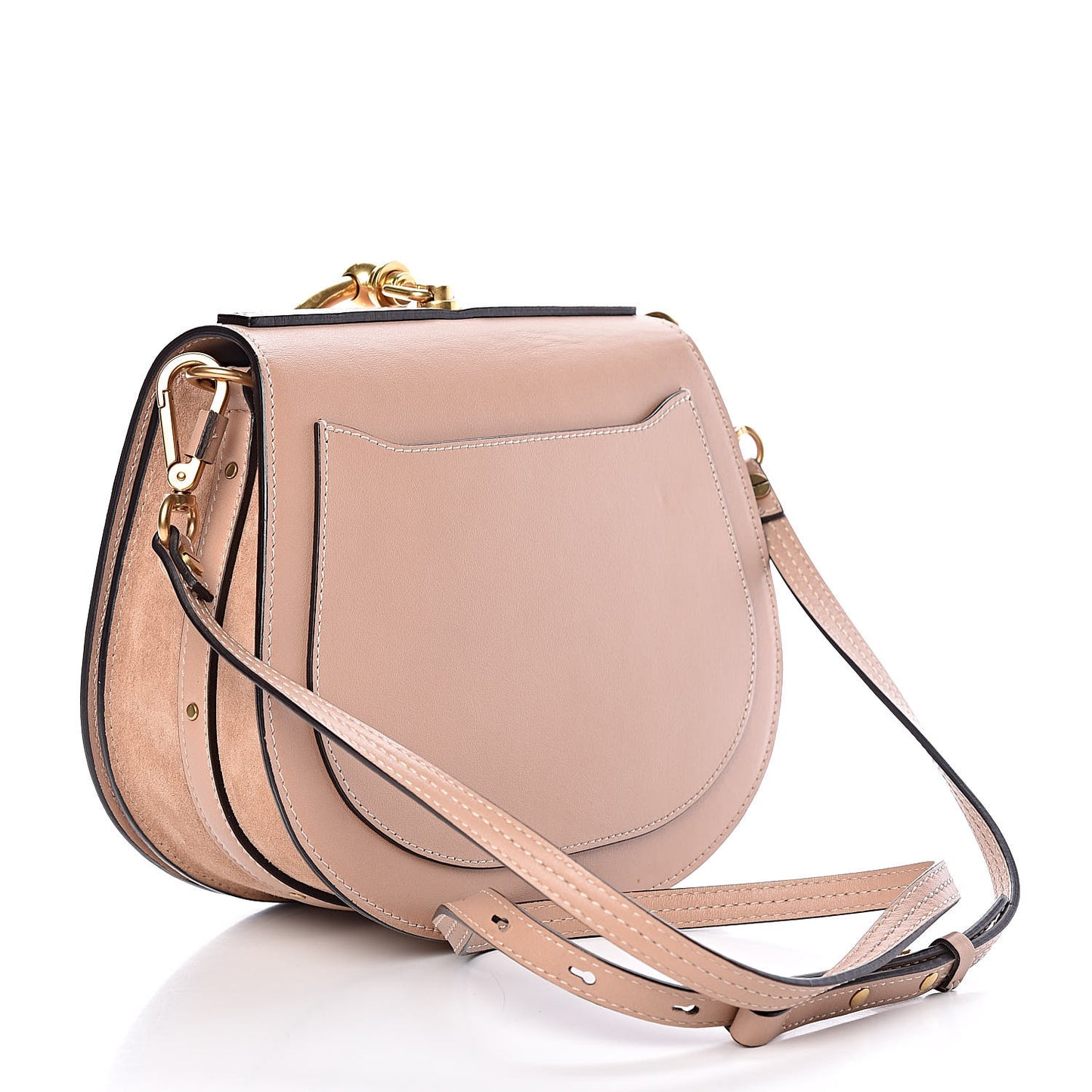 Calfskin Suede Medium Nile Bracelet Bag Biscotti Beige
