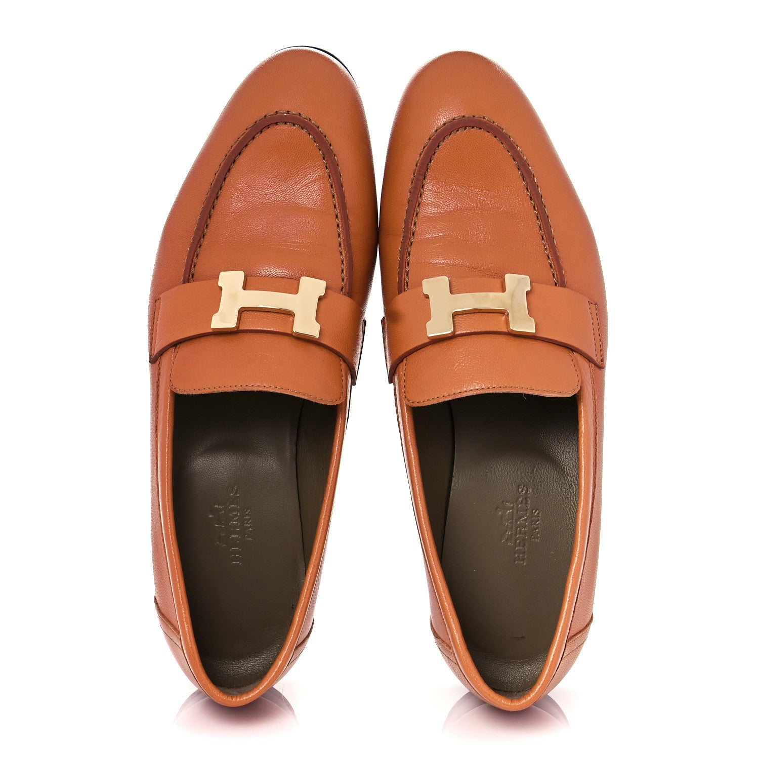 Hermes Goatskin Womens Paris Loafers 36 Marron Glaise 4 of 10