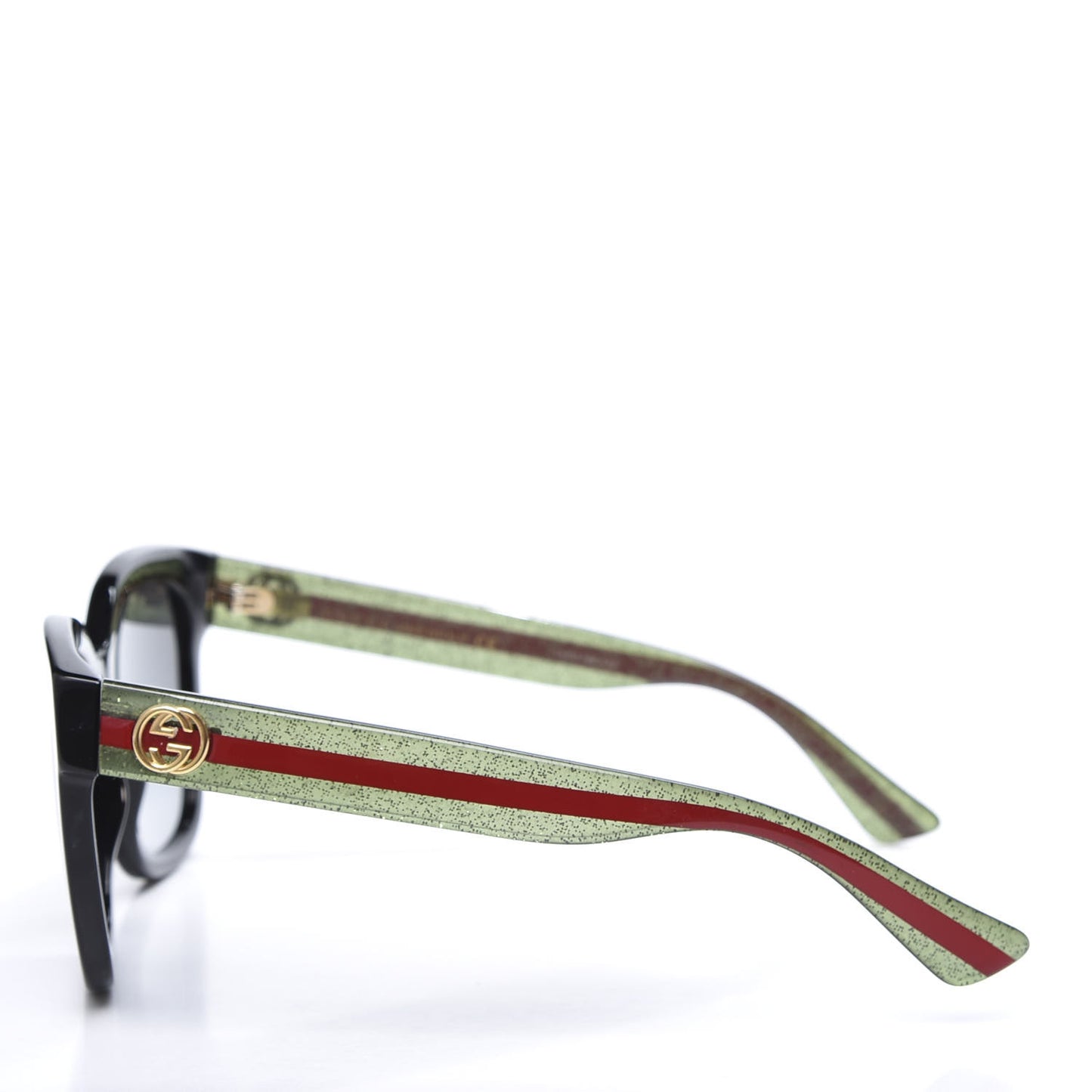 Acetate Square Frame Web Glitter Sunglasses GG0034S Black Green
