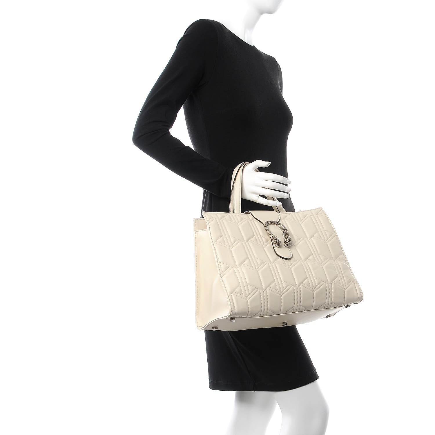 Gucci Cafskin Web Quilted Large Dionysus Tote Bag White 2 of 13