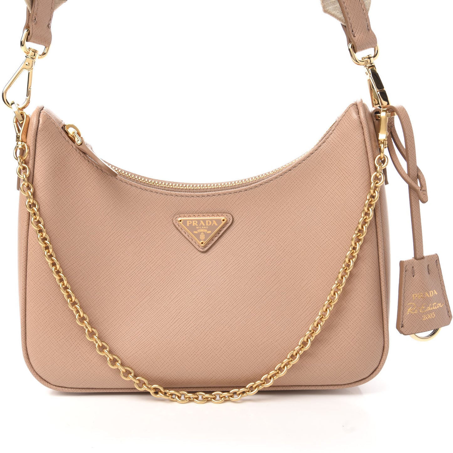 Saffiano Re-Edition 2005 Shoulder Bag Cammeo Beige