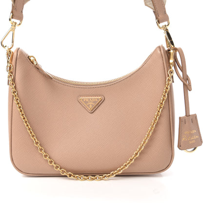 Prada Saffiano Re-Edition 2005 Shoulder Bag Cammeo Beige 9 of 10