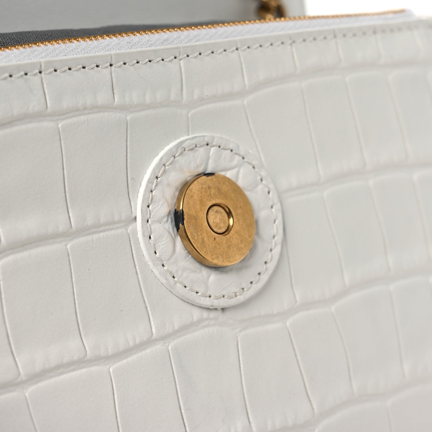 Balenciaga Calfskin Crocodile Embossed Small Crush Chain Bag White 12 of 12