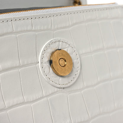 Balenciaga Calfskin Crocodile Embossed Small Crush Chain Bag White 12 of 12