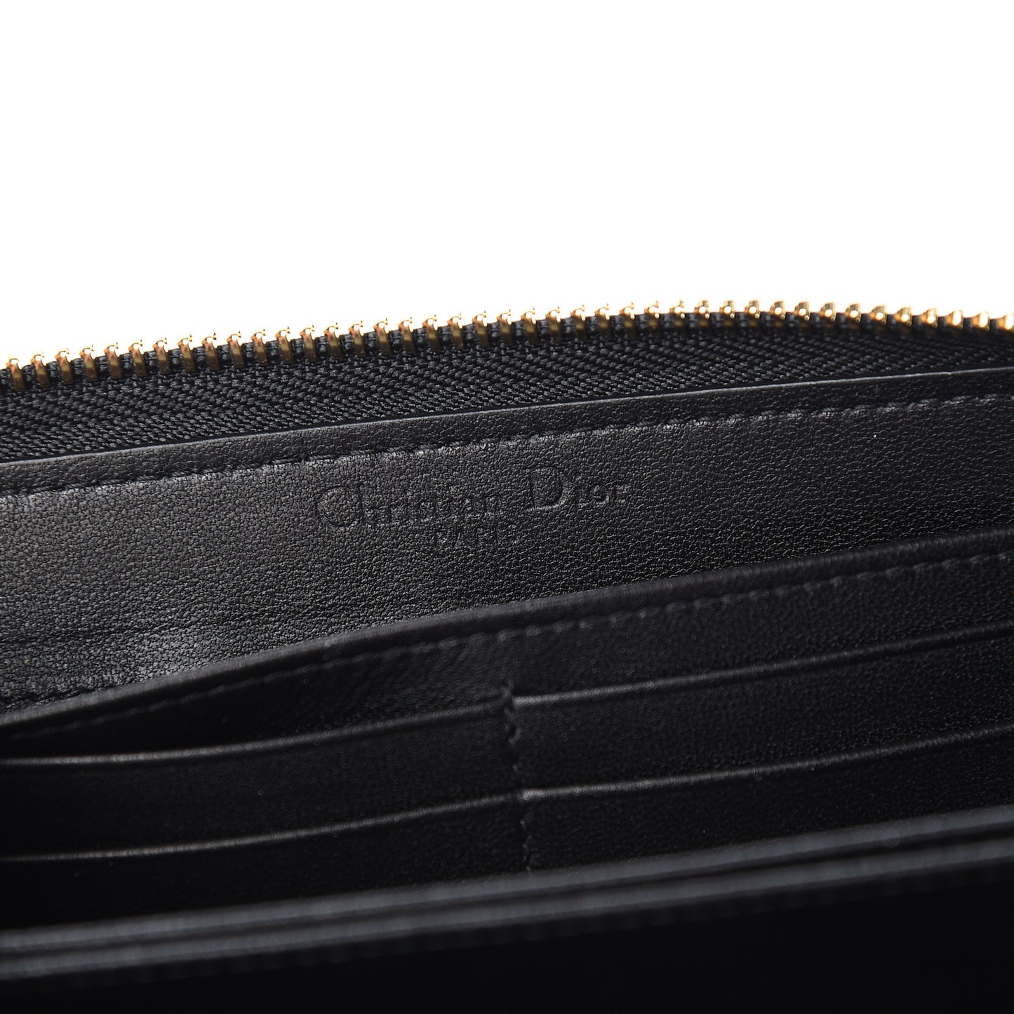 Lambskin Cannage Lady Dior Zip Wallet Black