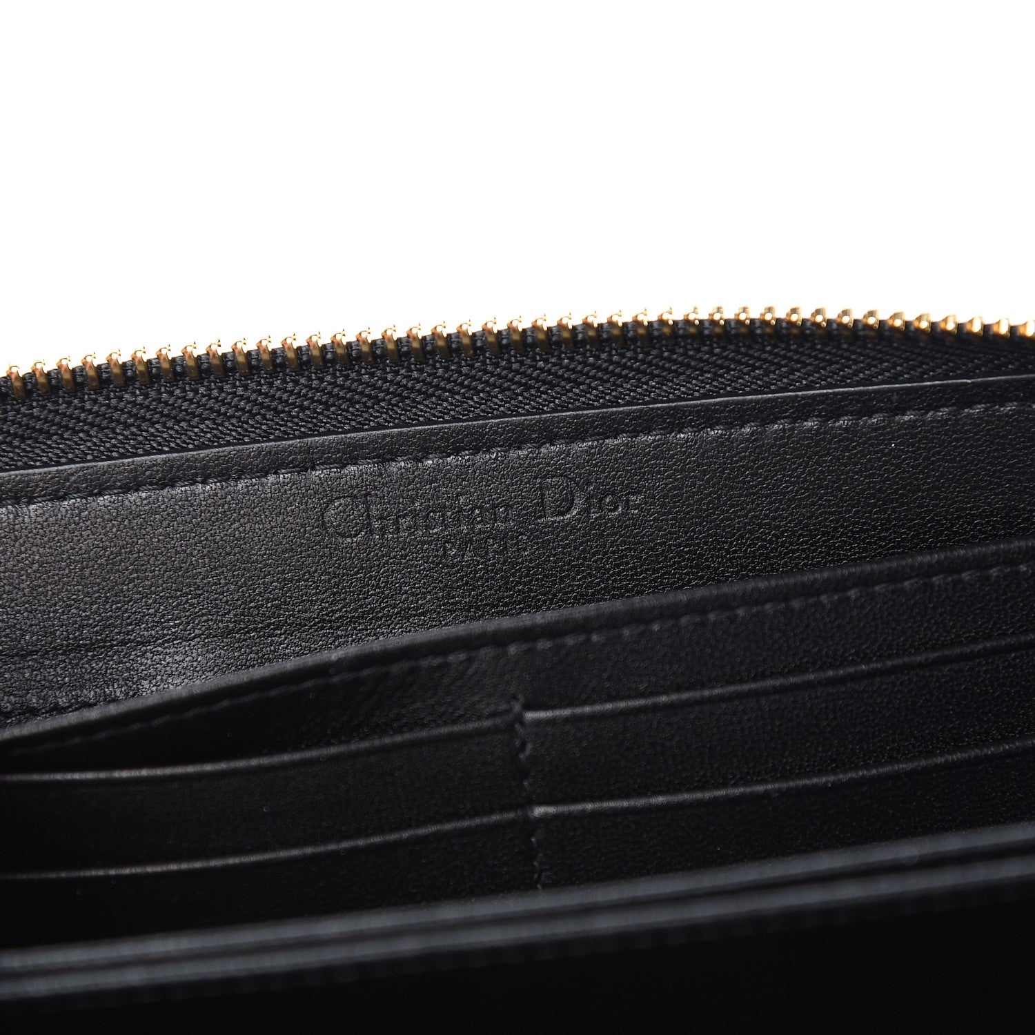 Christian Dior Lambskin Cannage Lady Dior Zip Wallet Black 6 of 8