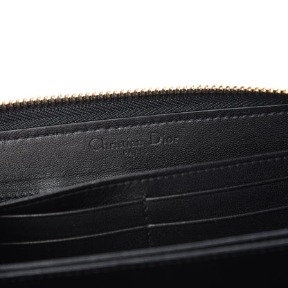 Christian Dior Lambskin Cannage Lady Dior Zip Wallet Black 6 of 8