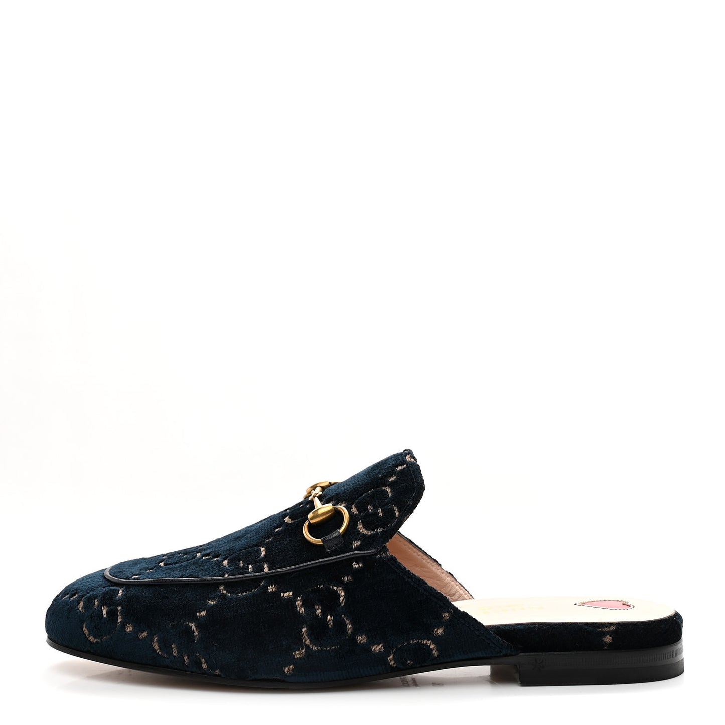 Velvet GG Monogram Womens Princetown Slippers 37 Blue Beige